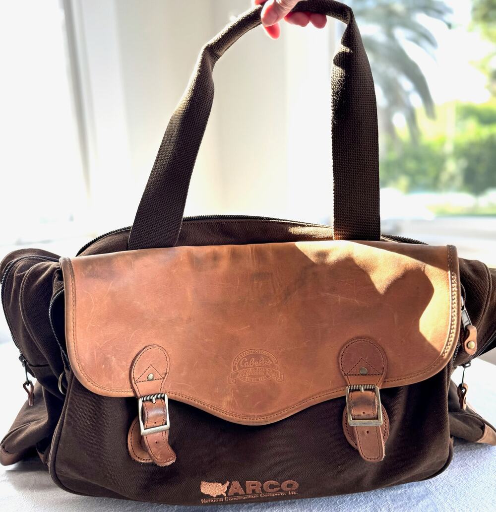 Vintage Cabelas Heavy Canvas Leather Travel Duffle Bag Large Weekender ARCO